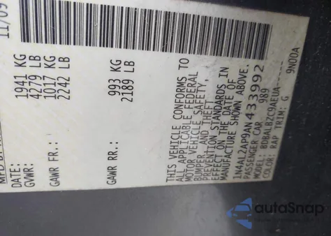 2010 Nissan Altima 2.5 S from USA, damaged, VIN 1N4AL2AP9AN433992